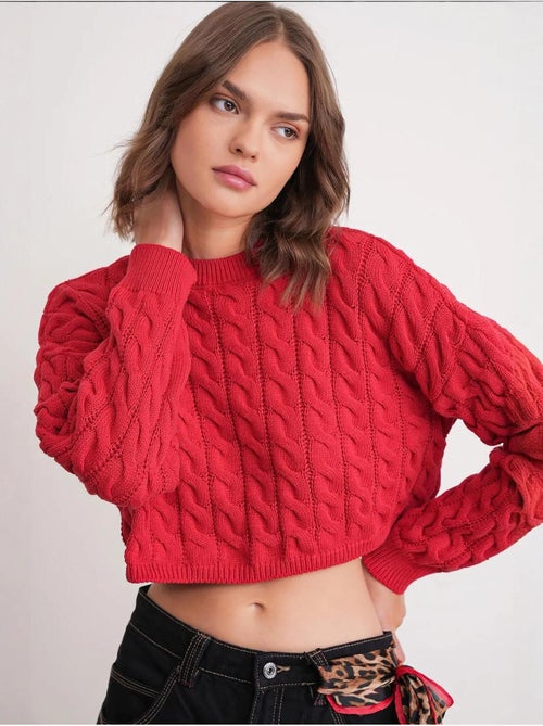 Maglione girocollo con motivo a trecce mixray - Kiabi Maglione girocollo con motivo a trecce mixray - Kiabi
