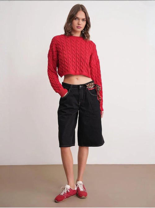 Maglione girocollo con motivo a trecce mixray - Kiabi Maglione girocollo con motivo a trecce mixray - Kiabi