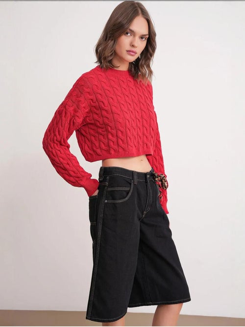 Maglione girocollo con motivo a trecce mixray - Kiabi Maglione girocollo con motivo a trecce mixray - Kiabi