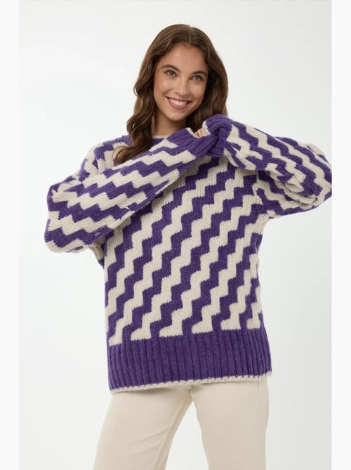 Maglione girocollo con motivo a zigzag hiccup - Kiabi Maglione girocollo con motivo a zigzag hiccup - Kiabi