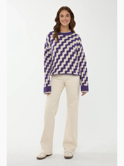 Maglione girocollo con motivo a zigzag hiccup - Kiabi Maglione girocollo con motivo a zigzag hiccup - Kiabi