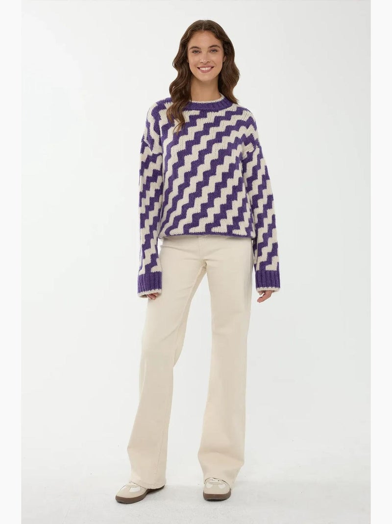Maglione girocollo con motivo a zigzag hiccup Blu - Kiabi