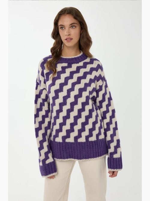 Maglione girocollo con motivo a zigzag hiccup - Kiabi Maglione girocollo con motivo a zigzag hiccup - Kiabi