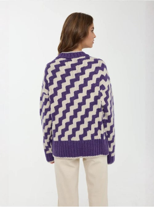 Maglione girocollo con motivo a zigzag hiccup - Kiabi Maglione girocollo con motivo a zigzag hiccup - Kiabi