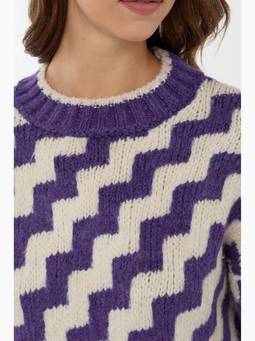 Maglione girocollo con motivo a zigzag hiccup - Kiabi Maglione girocollo con motivo a zigzag hiccup - Kiabi