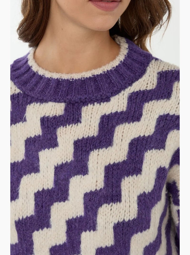 Maglione girocollo con motivo a zigzag hiccup Blu - Kiabi