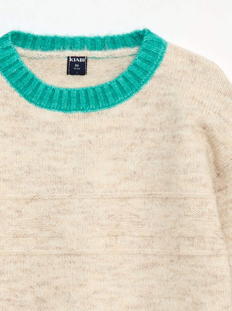 Maglione girocollo con motivo decorativo Beige - Kiabi