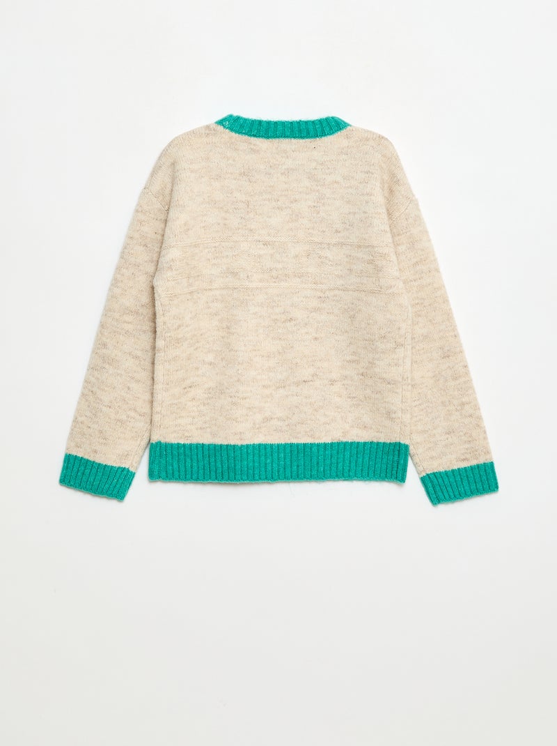 Maglione girocollo con motivo decorativo Beige - Kiabi