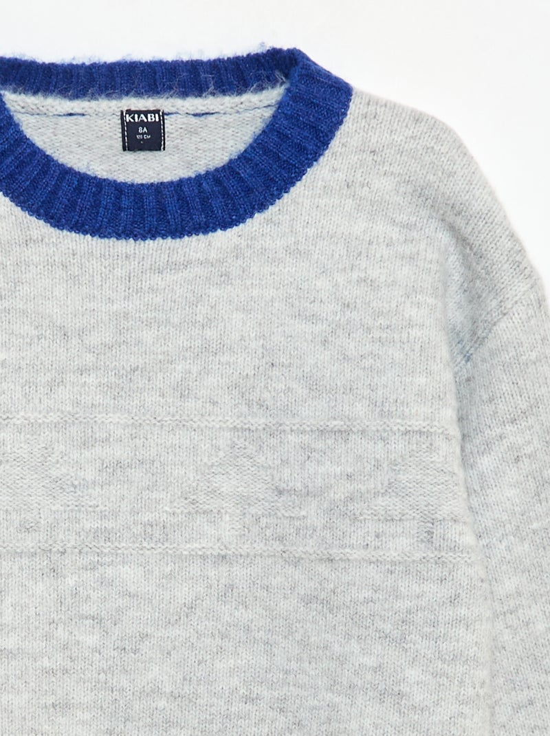 Maglione girocollo con motivo decorativo Grigio - Kiabi