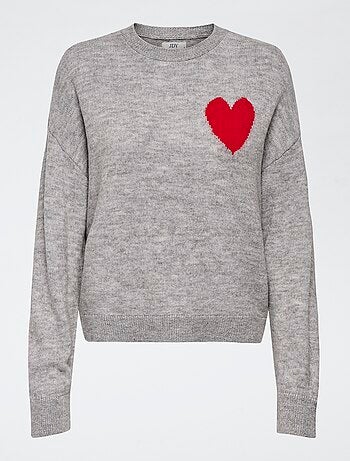 Maglione girocollo con motivo stampato a cuore
