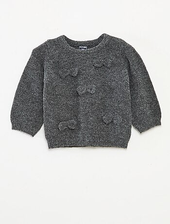 Maglione girocollo con fiocchi tinta unita