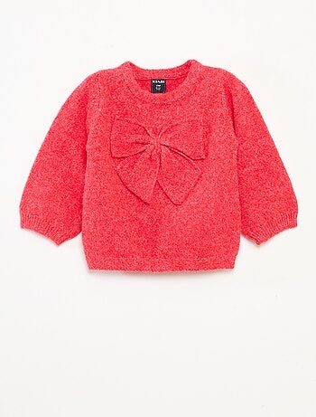 Maglione girocollo con fiocchi tinta unita