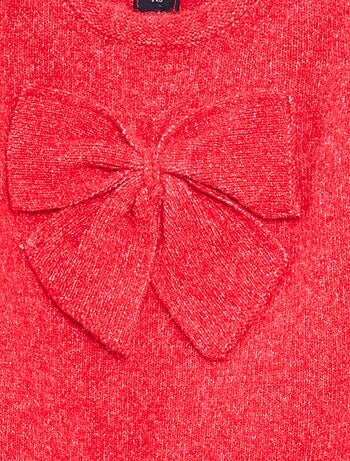 Maglione girocollo con fiocchi tinta unita