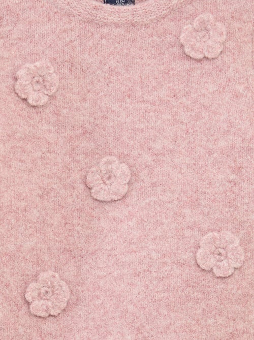 Maglione girocollo con patch fiori - Kiabi