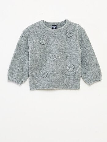 Maglione girocollo con patch floreali