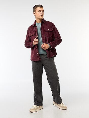 Maglione girocollo goffrato tinta unita