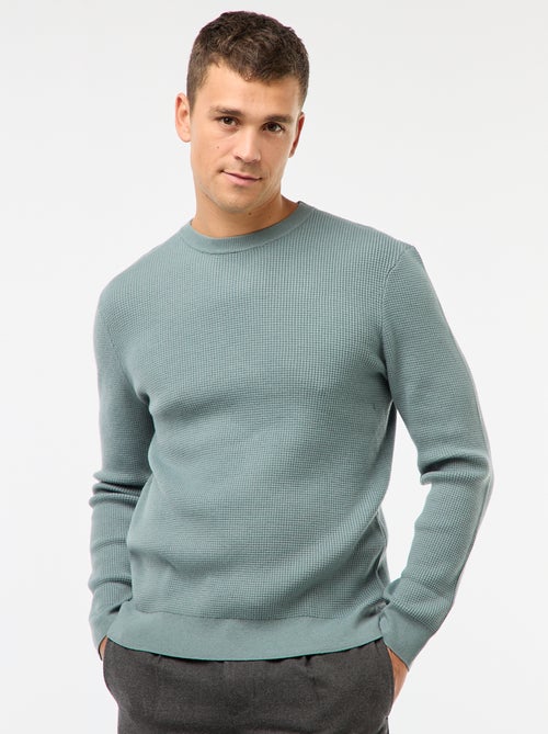 Maglione girocollo goffrato tinta unita - Kiabi