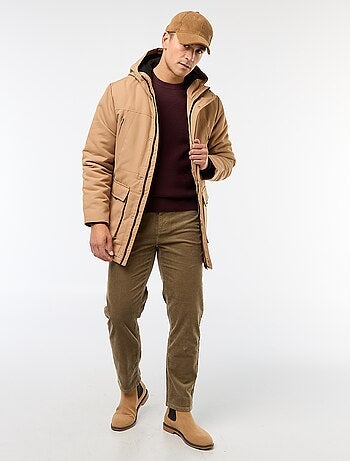 Maglione girocollo goffrato tinta unita