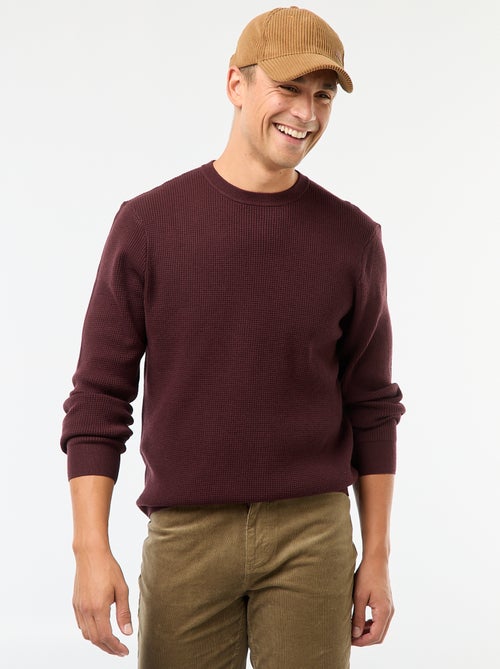 Maglione girocollo goffrato tinta unita - Kiabi