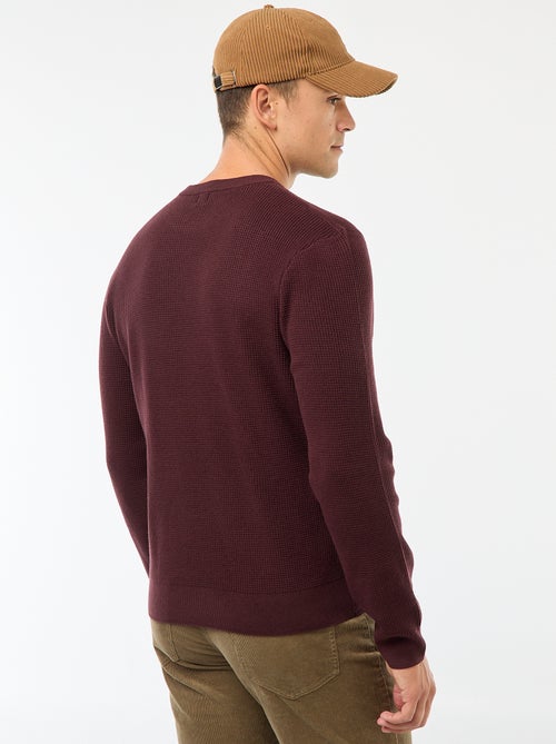 Maglione girocollo goffrato tinta unita - Kiabi