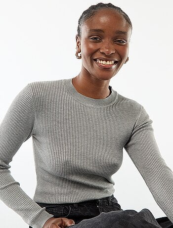 Maglione a girocollo in costina unita