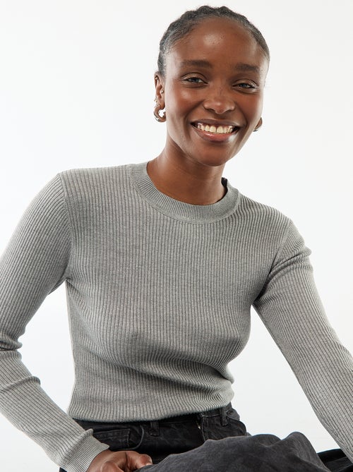 Maglione girocollo in costina unita - Kiabi