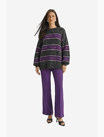 Maglione girocollo in maglia a righe lucci