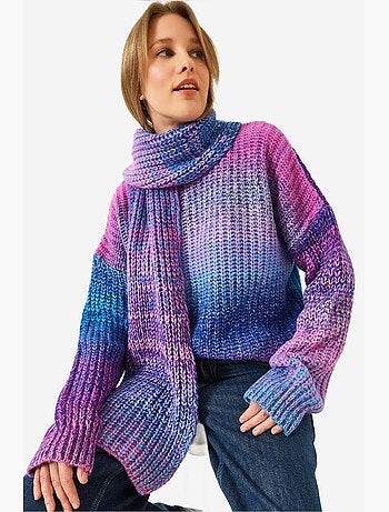Maglione girocollo in maglia con sciarpa lucci