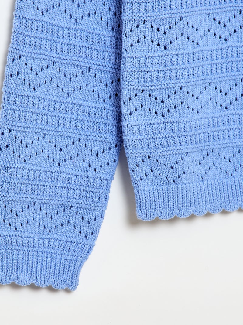 Maglione girocollo in maglia fantasia con motivi traforati in cotone Blu - Kiabi