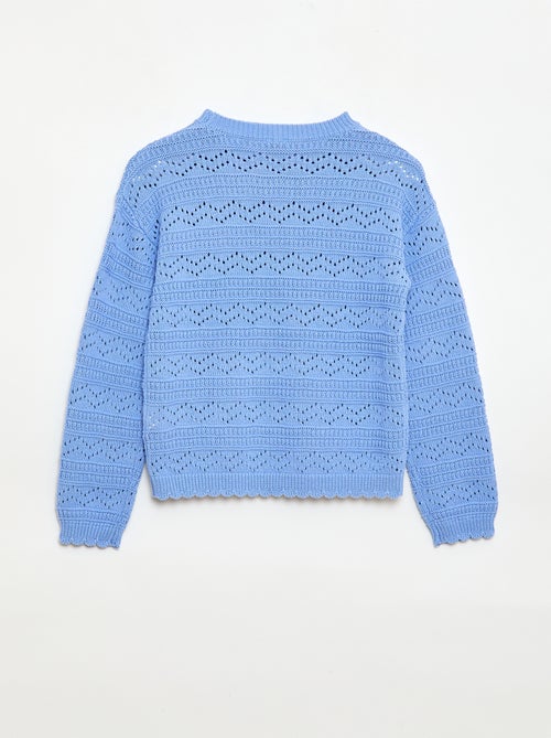 Maglione girocollo in maglia fantasia con motivi traforati in cotone - Kiabi