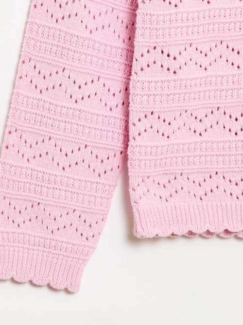 Maglione girocollo in maglia fantasia con motivi traforati in cotone - Kiabi