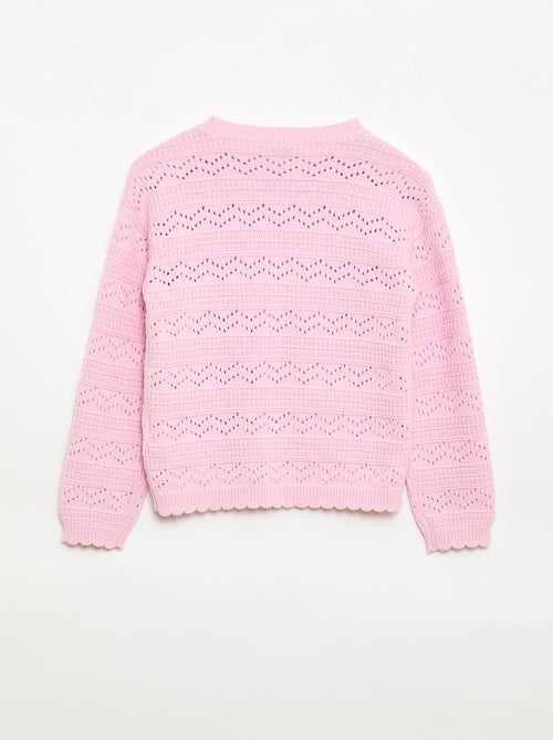 Maglione girocollo in maglia fantasia con motivi traforati in cotone - Kiabi