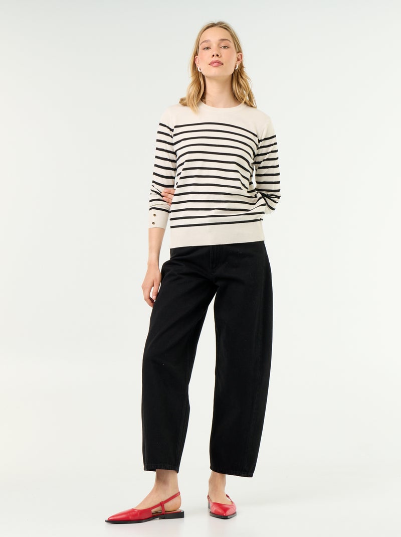 Maglione girocollo in maglia fine Beige - Kiabi