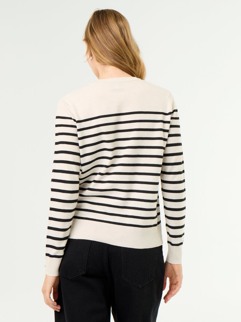 Maglione girocollo in maglia fine Beige - Kiabi