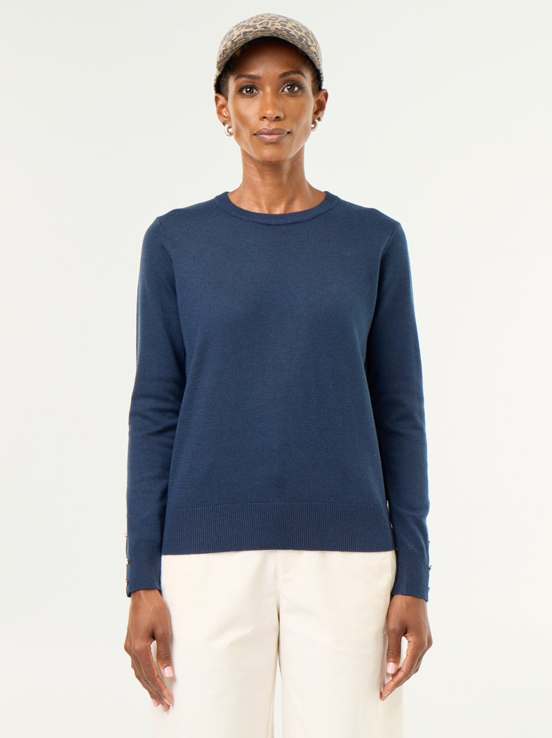 Maglione girocollo in maglia fine Blu - Kiabi