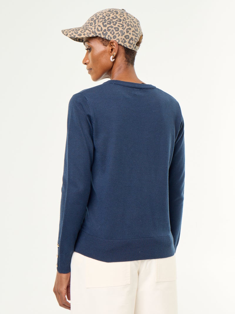 Maglione girocollo in maglia fine Blu - Kiabi