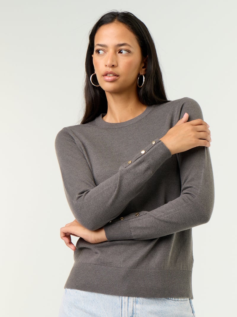 Maglione girocollo in maglia fine Grigio - Kiabi