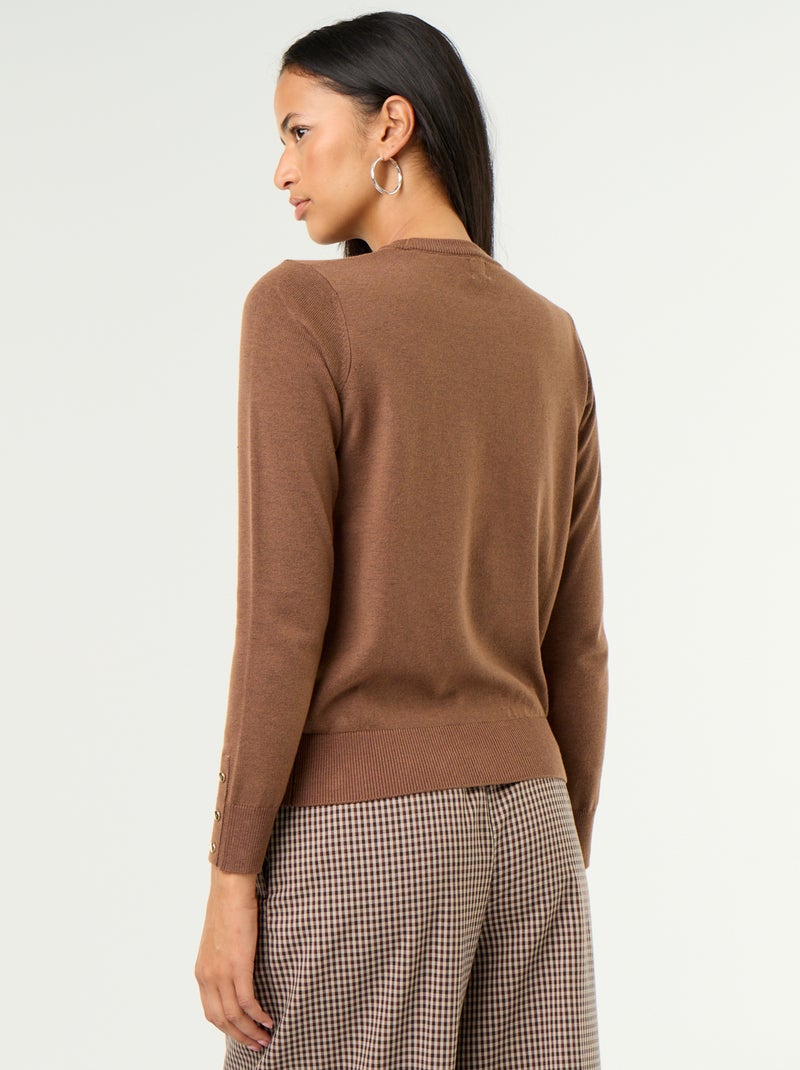 Maglione girocollo in maglia fine Marrone - Kiabi
