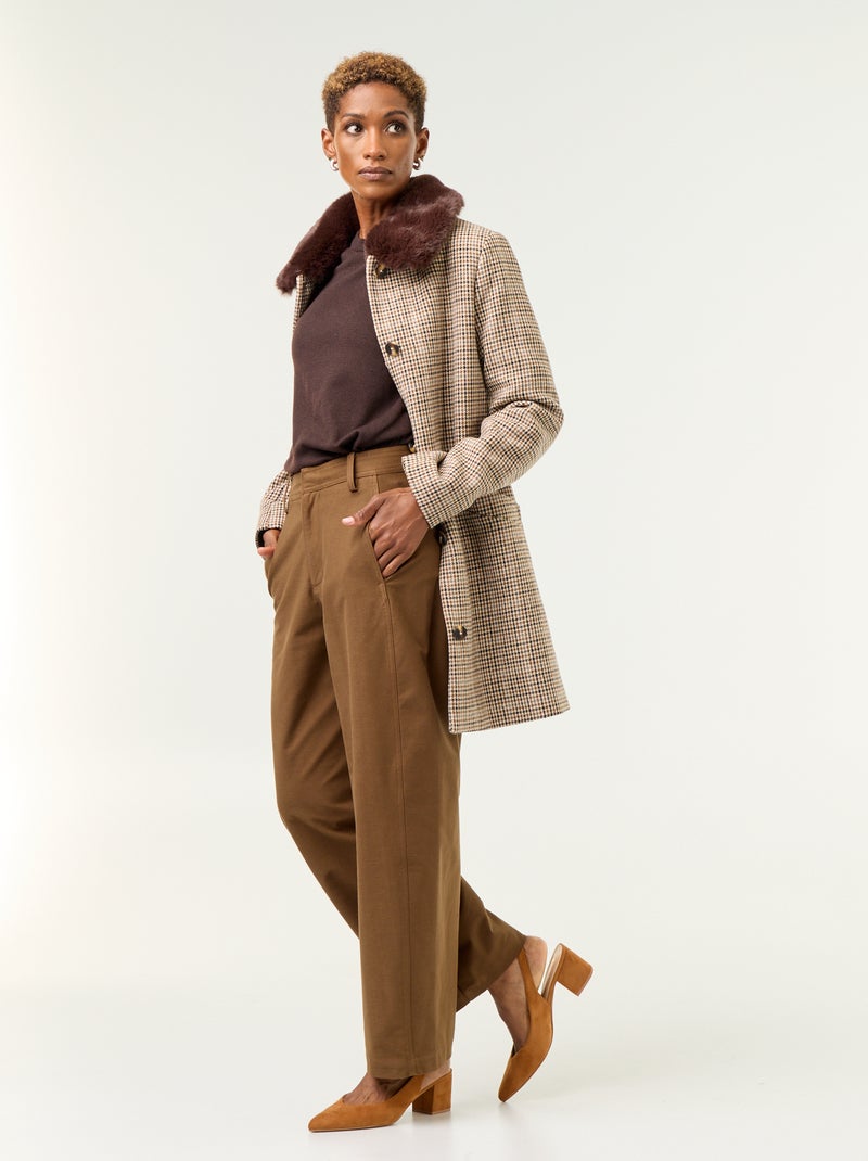 Maglione girocollo in maglia fine Marrone - Kiabi
