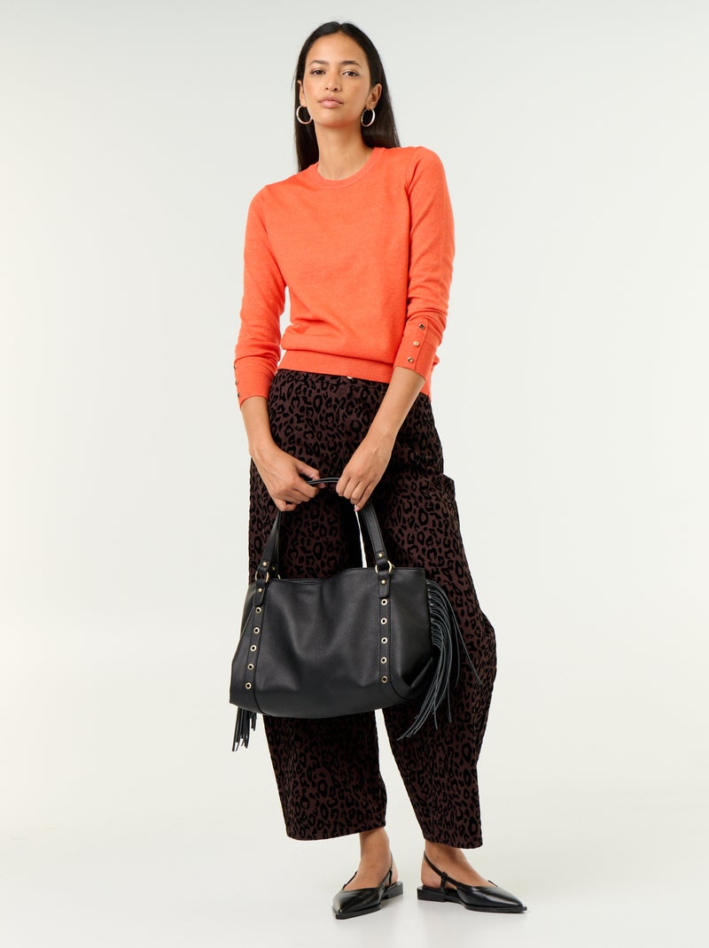 Maglione girocollo in maglia fine Rosso - Kiabi