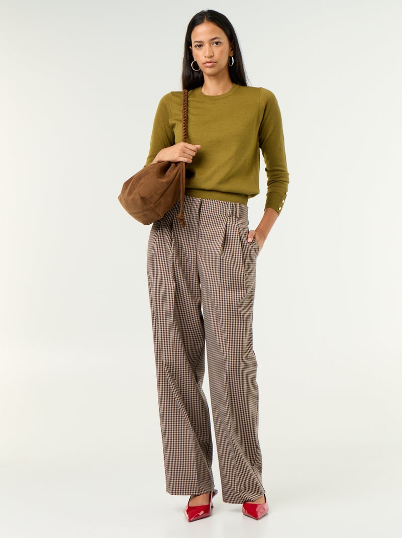 Maglione girocollo in maglia fine Verde - Kiabi