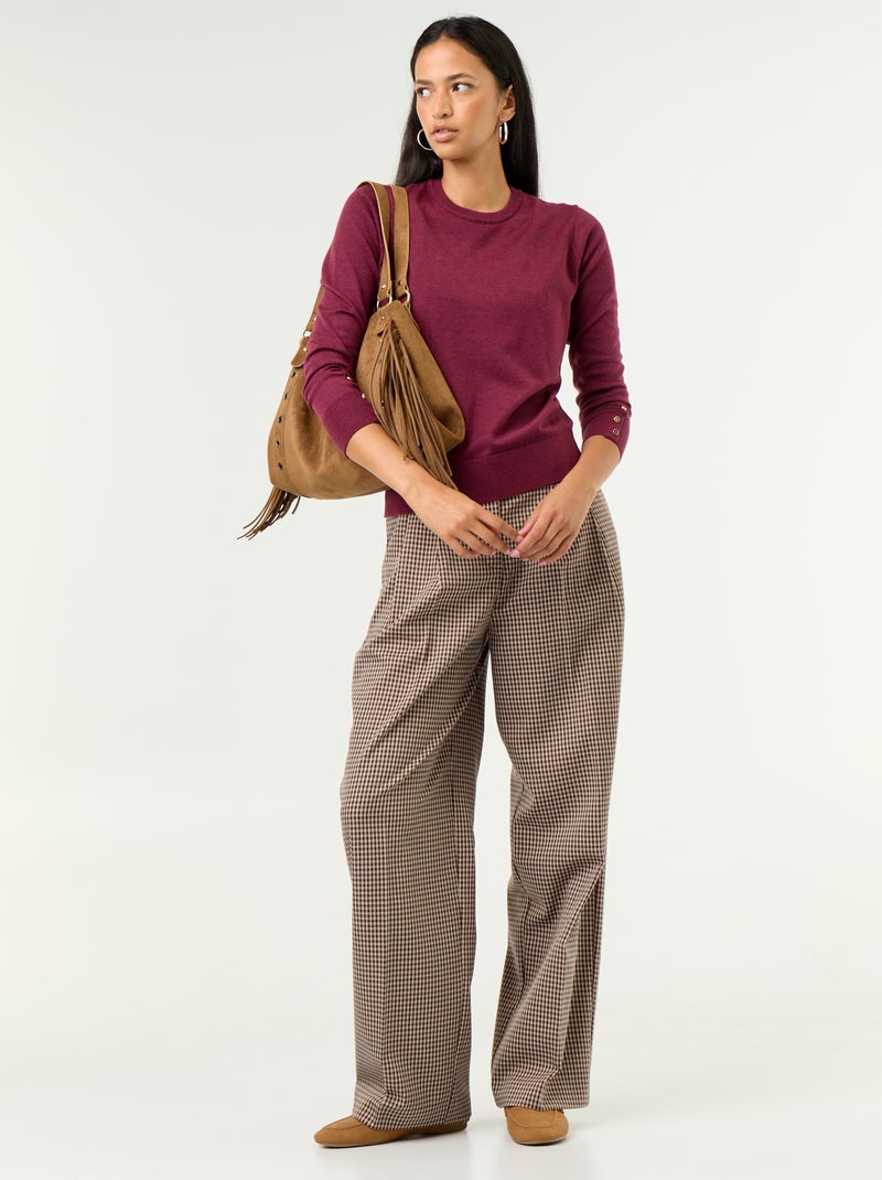 Maglione girocollo in maglia fine Viola - Kiabi