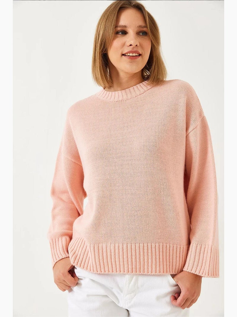Maglione girocollo in maglia lucci Rosa pallido - Kiabi