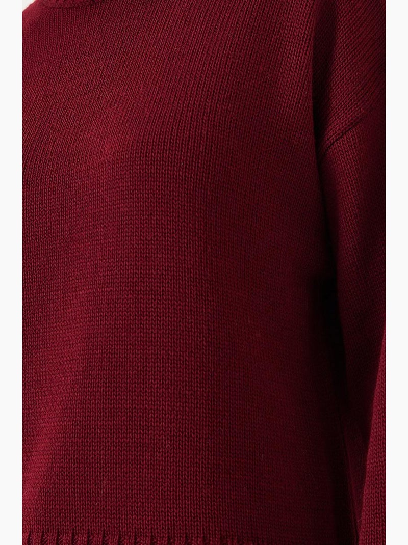 Maglione girocollo in maglia lucci Rosso bordeaux - Kiabi