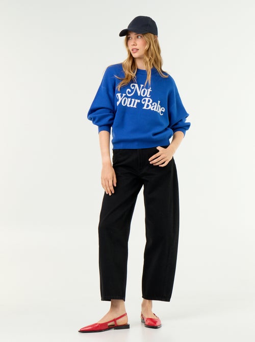 Maglione girocollo in maglia morbida con scritta - Kiabi Maglione girocollo in maglia morbida con scritta - Kiabi