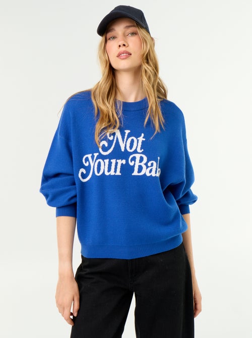 Maglione girocollo in maglia morbida con scritta - Kiabi Maglione girocollo in maglia morbida con scritta - Kiabi