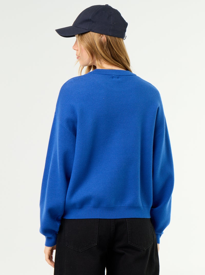 Maglione girocollo in maglia morbida con scritta Blu - Kiabi