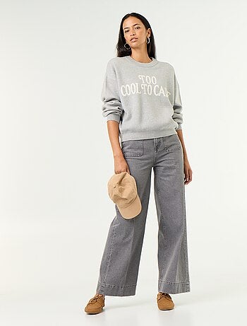 Maglione girocollo in maglia morbida con scritta