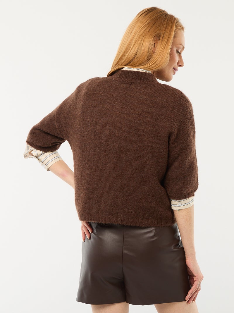 Maglione girocollo in mohair tinta unita Marrone - Kiabi