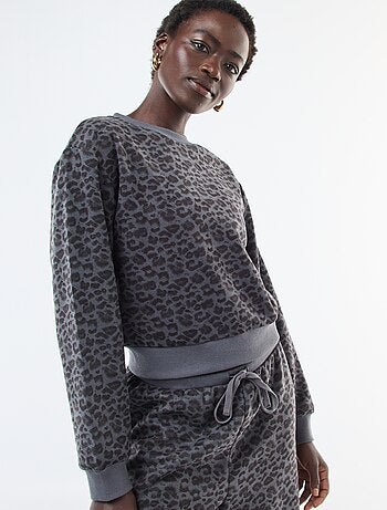 Maglione girocollo leopardato effetto peluche